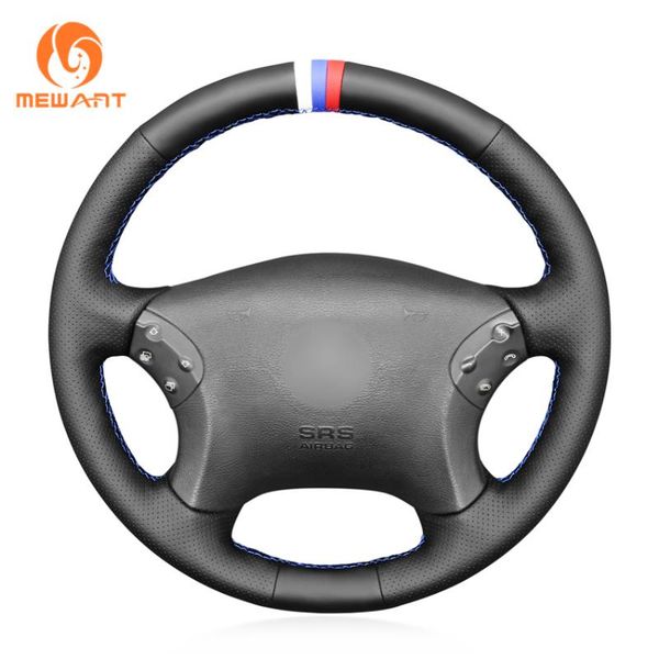 

mewant black genuine leather black synthetic suede car steering wheel cover for w203 c-class 2001 2002 2003-2007