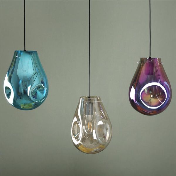 Hanging Nordic LED Luzes Pingente de vidro cor da lâmpada Loft luminária Cozinha Suspensão Luminaire Lava Pendant Lighting