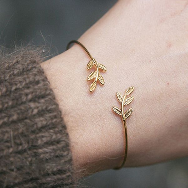 

new adjustable bangle leaf ladies bracelets turkish upper arm jewelry luxury bracelets for women, Black