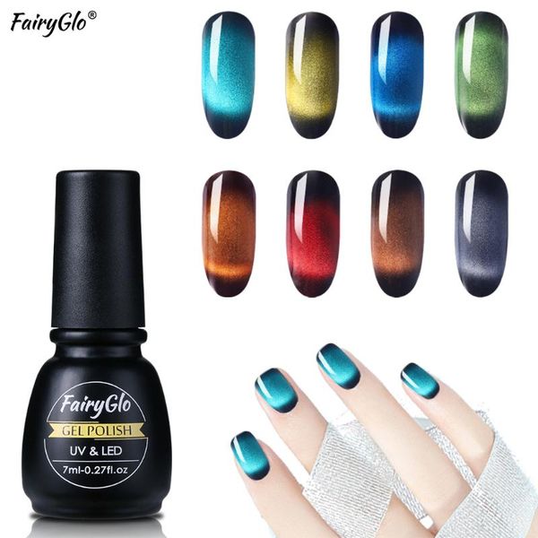 

fairyglo gemstone 3d cat eye gel nail polish magnetic uv gel varnish gemstone glass color nail art polish enamel lacquer, Red;pink