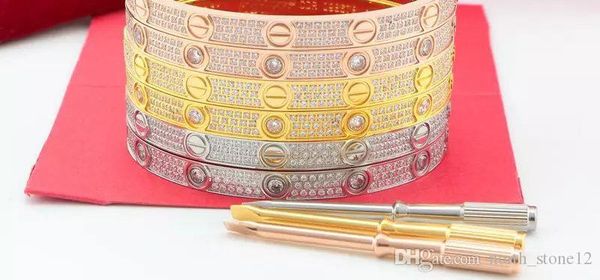 

lover bracelets with full cz diamond silver rose gold bangle with screwdriver bracelet for lovers jewelry, Golden;silver