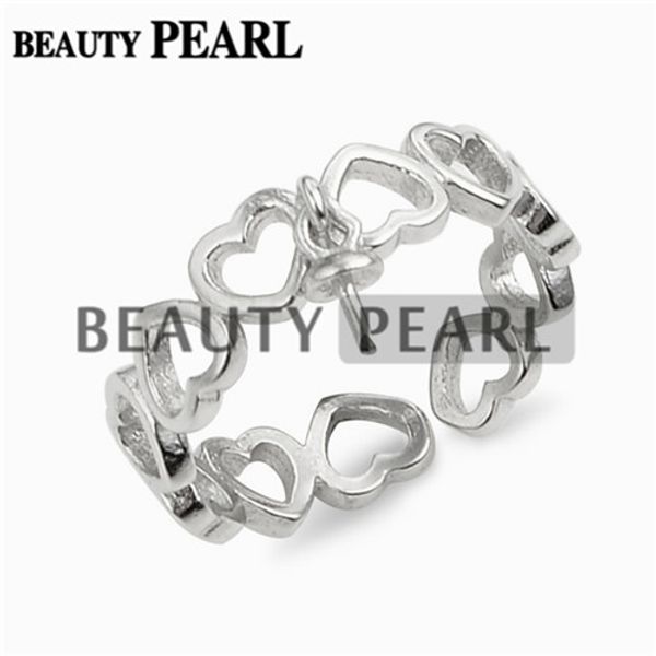 

девушки ювелирные изделия сердце вечная любовь кольцо semi маунт мотаться pearl 925 sterling silver установка 5 шт, Slivery;crystal