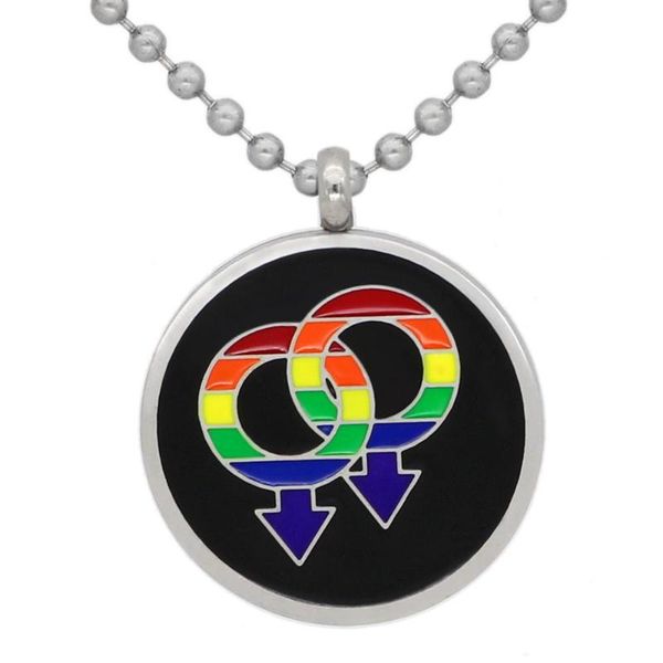 

miqiao stainless steel rainbow color gender symbol lesbian gay pendant necklace for men women fashion jewerly gift boho chain, Silver