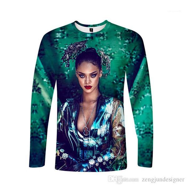 

tshirts 3d print rihanna crew neck long sleeve homme clothing fashion style casual apparel mens autumn designer, White;black