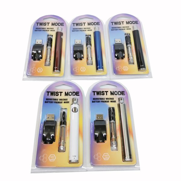 

Twist Mode E Cigarette Kit 650mAh eGo Twist Preheat VV Battery Vape Pen 0.5ml 1.0ml Cartridge Wireless USB Charger for Thick Oil