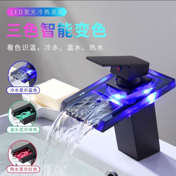 

led water temperature sensing robinet lavabo taps bathroom faucet contemporary design basin faucet single handle faucets tassen