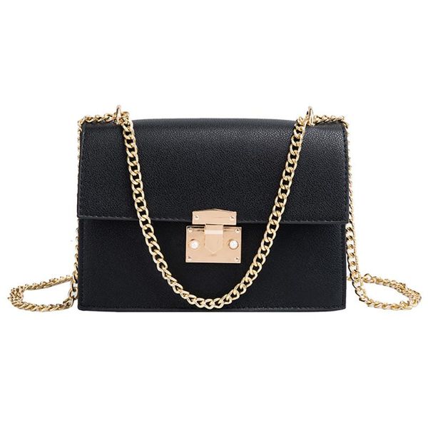 

2020 мода pu кожа сумка gold lock chain сумка пряжка дизайн crossbody сумка сплошной цвет открытый держатель телефона