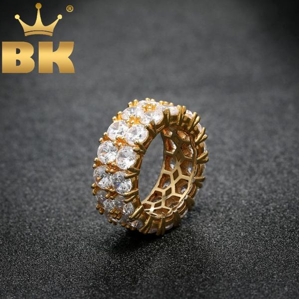

wedding ring women/men full iced out cubic zirconia rings micro pave 2 row bling cz fashion jewelry valentine's day gift, Golden;silver