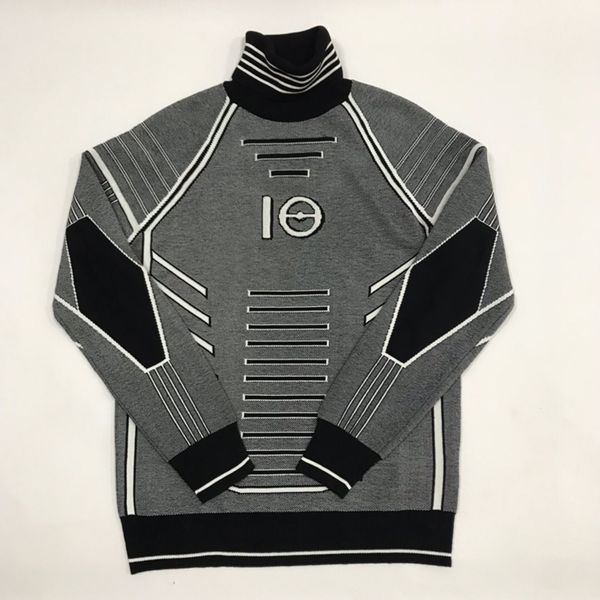 

19ss swaeter black and white line decoration sweatshirts fashion sense of science technology long sleeve knitted sanitary hfhlwy015