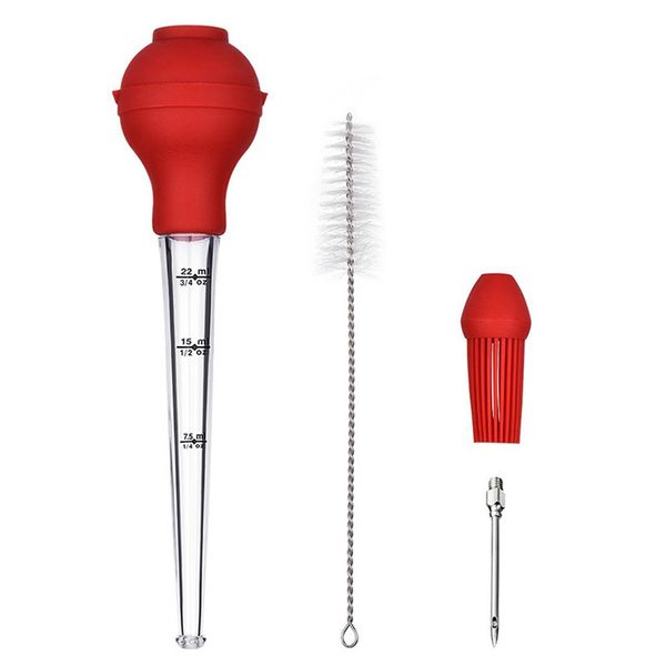 

barbecue tool pipette dropper sauce oil tube silicone head with cleaning brush