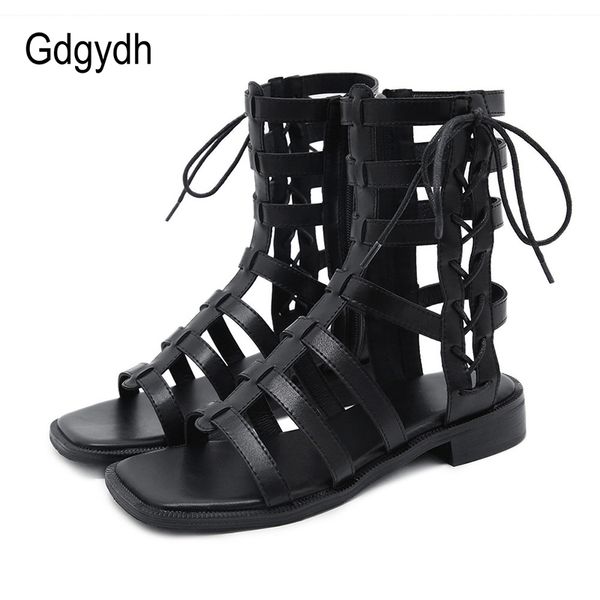 

gdgydh cross связали сандалии женская обувь gladiator 2020 новый summer beach роман стиль сандалии низкий каблук zipper black brown оптом