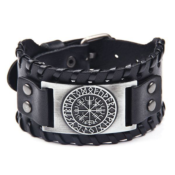 

selling fashion european and american pirate bracelet retro compass men's wide leather bracelet cowhide + alloy accessories, White