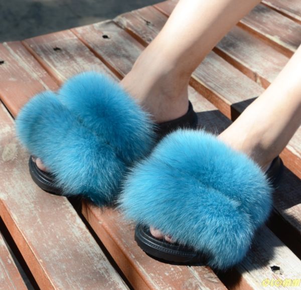 

winter women fur slides furry slippers plush fur fluffy sandals female indoor flip flops casual warm slippers shoes, Black