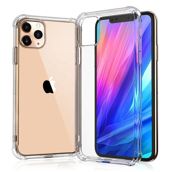 Casos de alta qualidade para Samsung S20 Plus Ultra TPU Absorção de choque macio tampa transparente anti-risco para iPhone 11 Pro Max 8 Plus