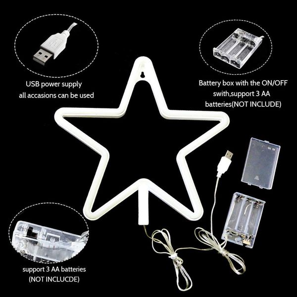 

star neon night signs decorative led light art wall decor for bedroom birthday halloween party powered by batteries/usb