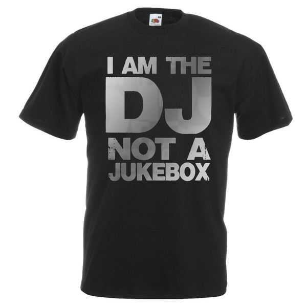 

slim fit хлопок высокого качества mens black i am the dj not a juke box t shirt metallic silver printmovie t shirt