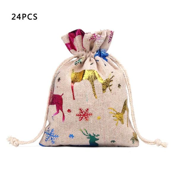 

christmas decorations 24pcs decorative and hanging small cloth bags advent calendar cotton linen bag set gift