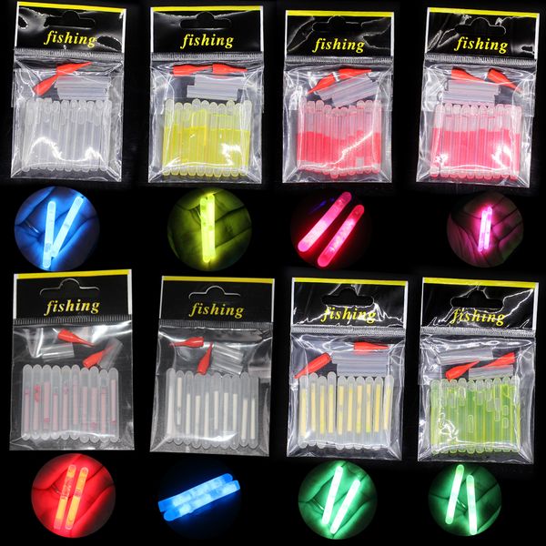 

10pcs / мешок 4,5 * 40мм светлячки для рыбалки поплавок fluorescent lightstick light night поплавочной удочкой огни dark glow придерживайтес