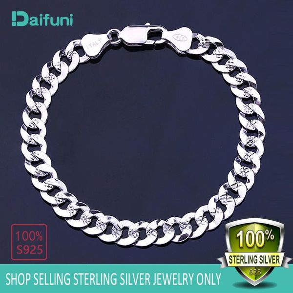 

100% s925 sterling silver men bracelet fashion cuba silver jewelry 9mm 925 bracelets bracelet man birthday jewelry gift, Black
