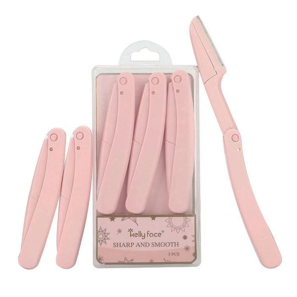 

3pcs eyebrow epilator folding safety scraping eyebrow razor beauty dermaplaning tool scissors