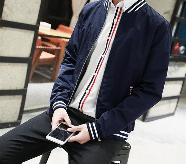 

2019 new europe style men hoodie youth casual stand collar jacket men baseball jackets solid thin windbreaker spring autumn coats, Black;brown