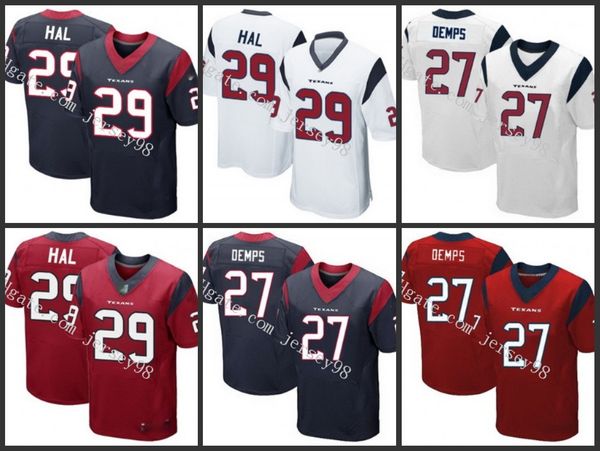 

houston texans red 29 andre hal 27 quintin demps white stitched nfl elite jersey, Black;red