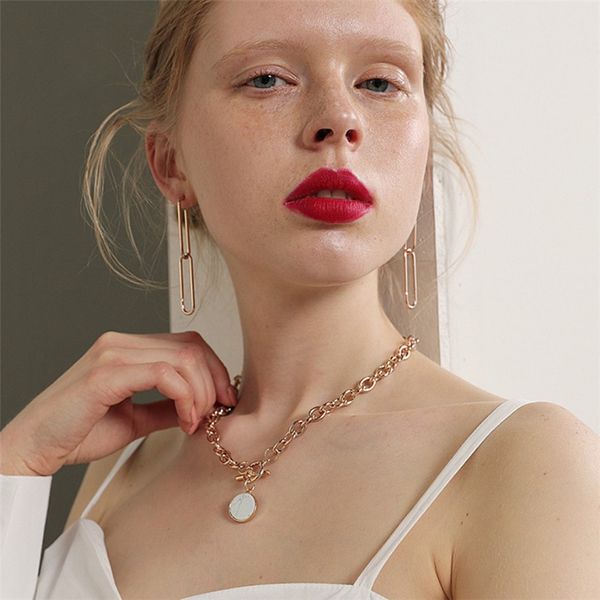 

luokey gold simple round necklace thick chain chunky choker necklaces for women charm jewelry gifts for mothers day dropshipping, Silver