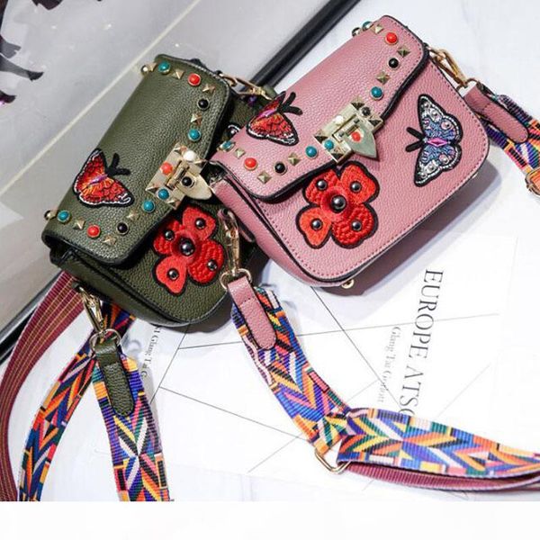 

candy colors children's fashion leather shoulder bags kids small embroidered butterfly messenger bag baby girls mini shoulder bags