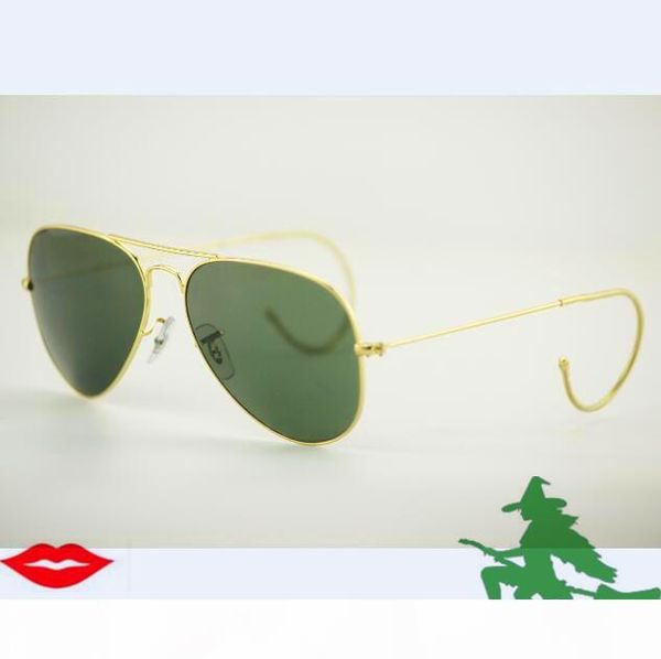 

the sprots style large metal glass lens sunglasses ,iconic special earflap clip-on style durable men sunglasses, White;black