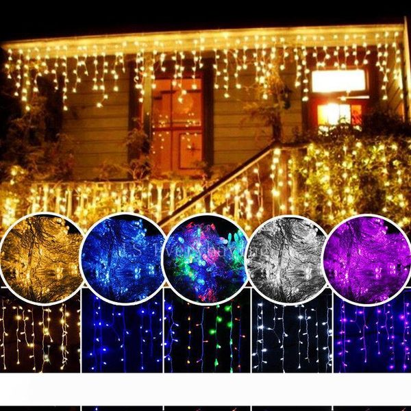 

Curtain Icicle Led Strings light Christmas Lights 4m Droop 0.4-0.6m Outdoor Decoration 220V 110V led holiday light New Year Garden Wedding