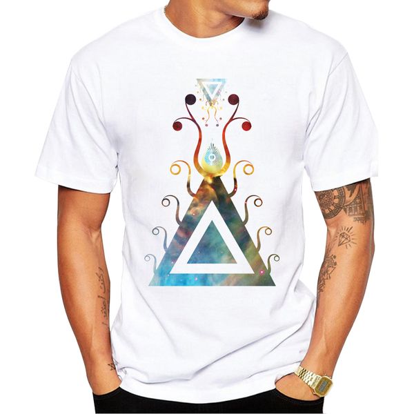 

2018 мужчина лето матери t-shirt творческого геометрический galaxy printed мужской tops с коротким рукавом повседневной футболки