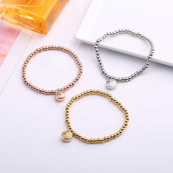 

rose gold color fashion fortunate stretch bracelet woman gift titanium steel jewelry ,lucky bracelet never fade wholesale, Black
