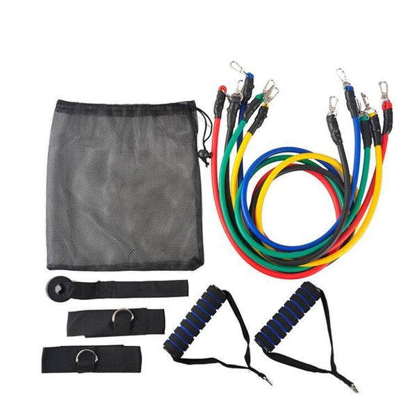 

11pcs / комплект elastic rope прицепных тренировки excerciser тело педаль йога latex группа упражнение сопротивление труба фитнес обучение b