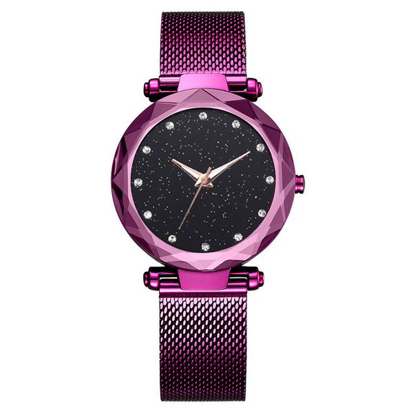 

ladies fashion diamond watch new female fantasy starry wrist watch mesh strap wristwatchs starry sky magnet watchs fashion starry simple fe, Slivery;brown