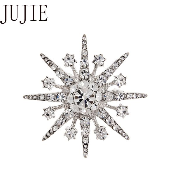 

jujie crystal star brooches for women 2020 snowflake brooch pins cristal brochase voor vrouwen jewelry wholesale/dropshipping, Gray
