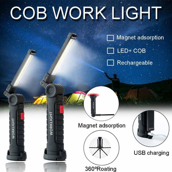 

5 modes portable cob led magnetic torch battery work light inspection lamp for outdoor camping working car lights