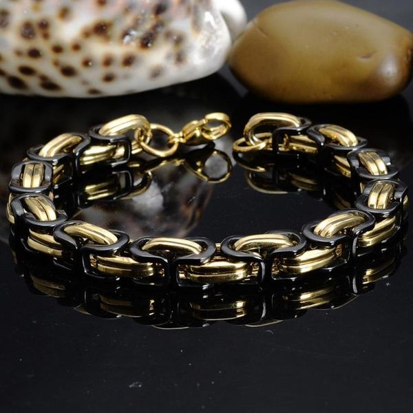 

granny chic 4/6/8mm men's bracelet stainless steel byzantine link chain gold black bracelets male jewelry 7-11