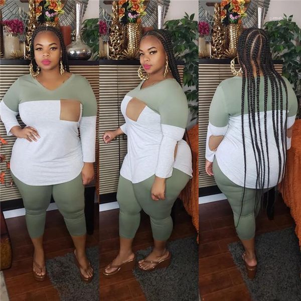 

neck t shirt and short pants slim women tracksuits panelled women casual sweatsuit plus size women 2pcs sets v, Gray