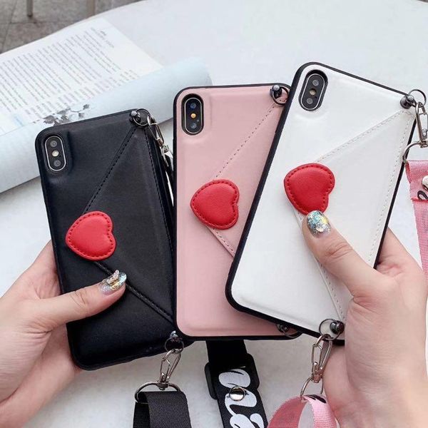 

new case for iphone 11 pro max xr x 6 6s plus 8 7 plus xs max case cover luxury pu leather love card wallet with shoulder strap pho