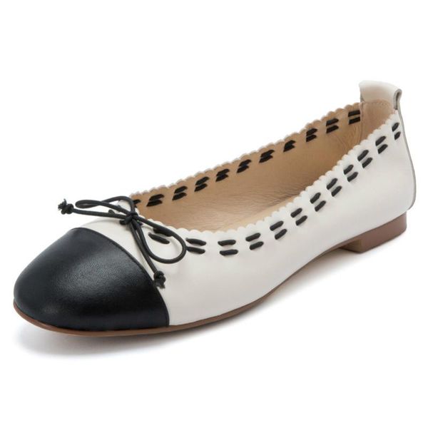 

genuine leather ballet flats women real leather bow flat ballerina boat shoes woman round toe 2020 spring casual shoes size 8 40, Black