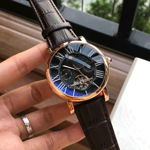 

2020 mens watch leather strap automatic movement steel watches men mechanical designer men's watches, Slivery;brown