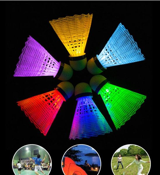 

led light luminous badminton 6 pcs foam ball head sports luminous nylon badminton