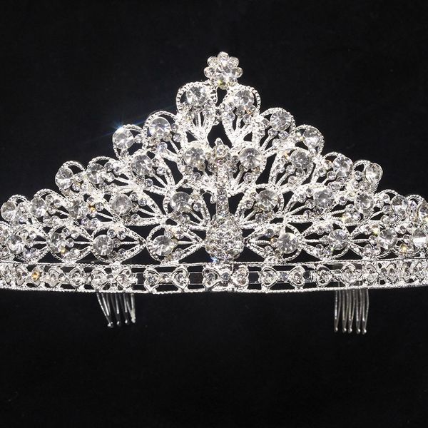 

youling 2020 new selling bride crown rhinestone crown hair comb wedding dress accessories bride headdress, Golden;silver
