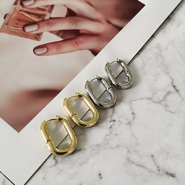 

earrings french retro elegance style female simple u-shape earrings women oval earring 2020 new fashion earring, Golden;silver