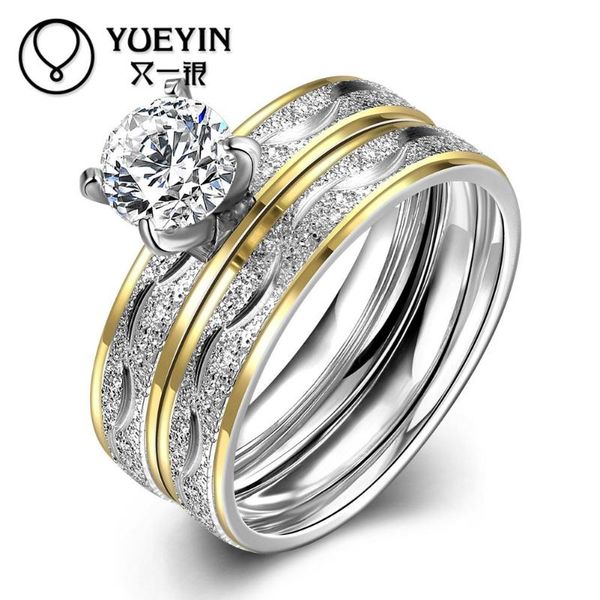 

titanium steel ring for men wedding jewelry bridal sets letters finger rings big crystal lovers r063-a-8, Golden;silver