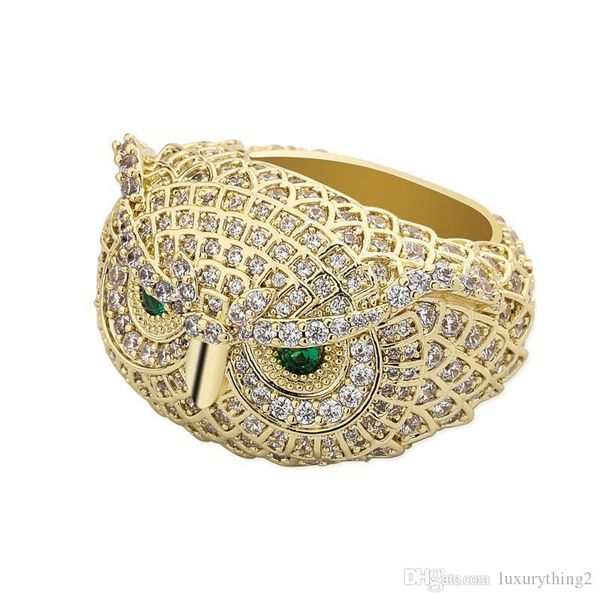 

luxury designer jewelry mens gold owl rings iced out full zircon gold silver plated finger rings
