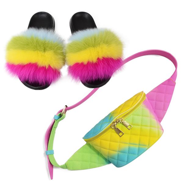 

women fur slippers summer new fur slippers fashion fanny jelly color coin pack, Black