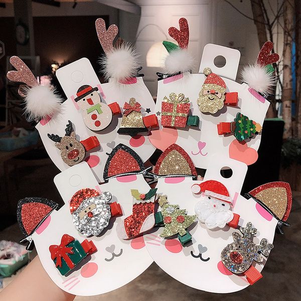 

36set/lot 5pcs/set diy simple multi cartoon antlers hair clips suits christmas hairpins hair styling tools accessories ha1625