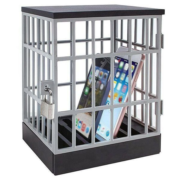 

cage gadget phone jail cell table metal storage box lock up gift holder office