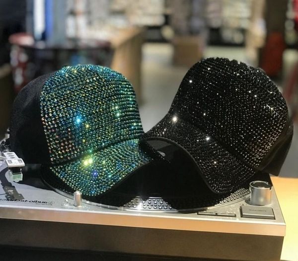 

2019 rhinestones luxury pearl sequins baseball cap for women summer cotton hat girls snapback hip hop hat gorras casquette bones t200611, Blue;gray